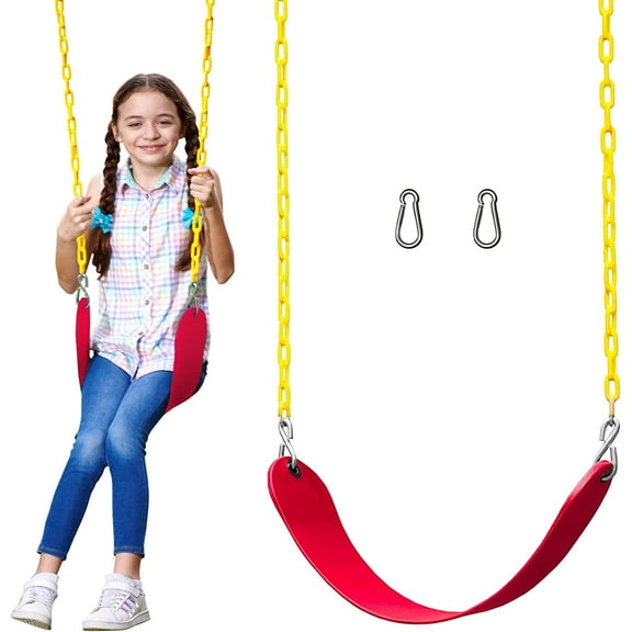 Jungle Gym Kingdom Swing for Outdoor Swing Set - Pack of 1 Swing Seat Replacement Kit with Heavy Duty Chains - Backyard Swingset Playground Accessories for Kids (Red﻿)