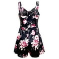 thumbnail image 4 of Aayomet Jumpsuits For Women Dressy Women Summer Floral Print Sleeveless V Neck Bow Vintage Jumpsuit Playsuit,Black L, 4 of 5