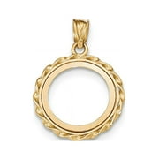 JEWELRY STORES NETWORK 14k Yellow Gold Twisted Wire 1/10 oz American Eagle Coin Bezel