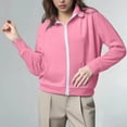 thumbnail image 4 of TKLPEHG Athletic Zip Up Jacket Women Casual Long Sleeve Hoodies Coats Hooded Y2k Jackets Solid Loose Sweatshirts Outerwear (Pink,L), 4 of 9