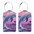 thumbnail image 3 of Cauagu Hawaiian Beach Dolphin Pattern Luggage Tags,Leather Luggage Tags Personalized Luggage Tag Travel Tags Privacy Cover ID Label for Travel Bag Suitcase-1, 3 of 5