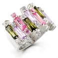 thumbnail image 1 of High-Polished 925 Sterling Silver Ring with AAA Grade CZ, Multi Color - Size 10, 1 of 1
