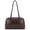 Brown, variant on Bag for Women, Vegan Leather Bowling Purse with Top Handle, Double Zipper Closure