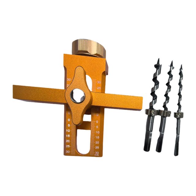 Herramienta para posicionar puertas de gabinetes, fácil instalación, plantilla ajustable para herrajes de gabinetes con 3 brocas, plantilla de montaje Naranja