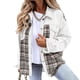 thumbnail image 1 of ICHUANYI Liquidación Moda Mujer Casual Bolsillos Impreso Manga Larga Tops Chaqueta A Cuadros Abrigo ICHUANYI WER2023082202168, 1 of 9