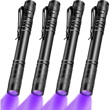 UV Flashlight 4 Pack – Small Blacklight Pen Lights for Pet Urine Detection Hotel Inspection Leak & Stain Detection Dry Stain & Dye Detector