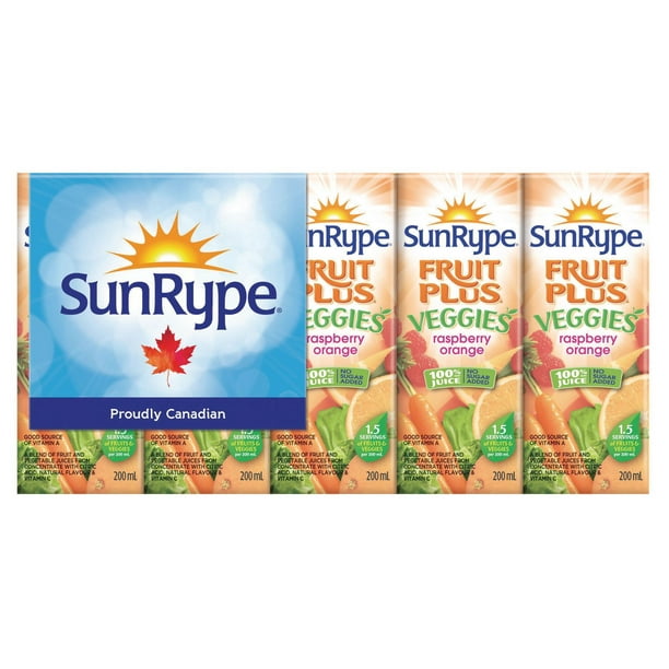 Jus SunRype Fruits plus légumes framboise et orange 100 % jus sans sucre ajouté