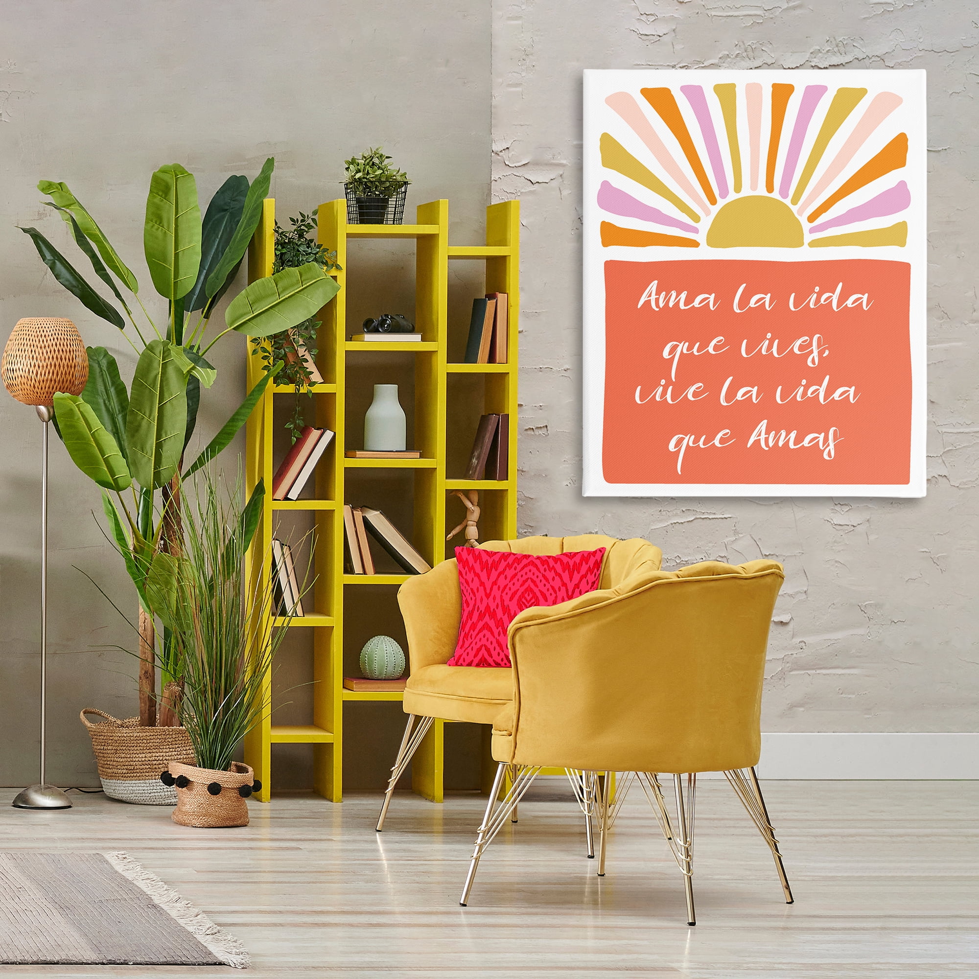 Stupell Industries Ama la Vida que Vives Inspirational Quotes & Sayings Painting Wrapped Canvas Art Print Wall Art, 36 x 48