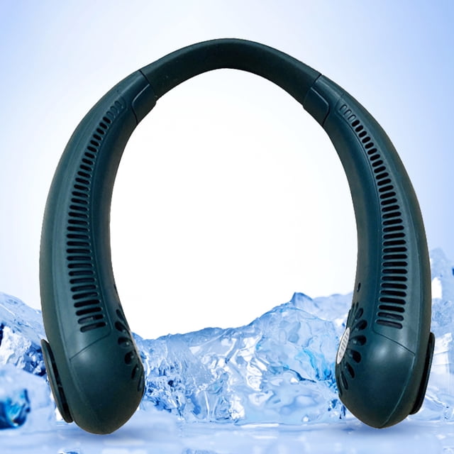 Ventilador de banda para el cuello sin aspas 1300mAh Ventilador de refrigeración portátil pequeño recargable (verde)