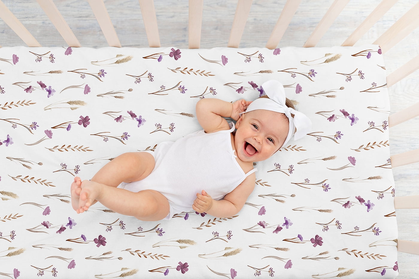 Sweet Jojo Designs Watercolor Floral Garden Purple Girl Fitted Crib Sheet