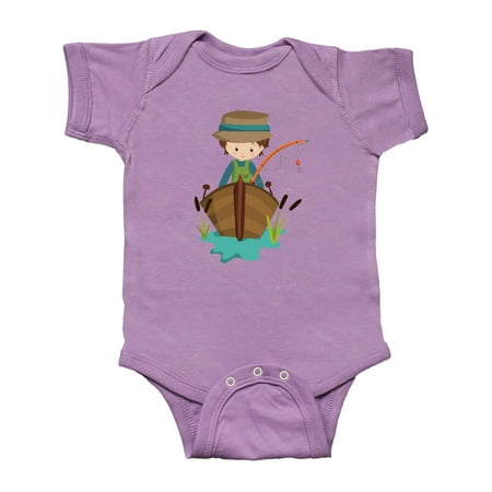 

Inktastic Fishing Boy Brown Hair Fisherman Fishing Rod Gift Baby Boy Bodysuit