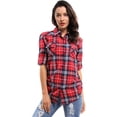 thumbnail image 1 of Women's Long Sleeve Button Down Plaid Flannel Shirt, 1 of 8