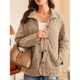 thumbnail image 5 of Women's Quilted Jacket Casual Winter Open Front Button Down Puffer Coat Outwear Cardigan Khaki L, 5 of 8