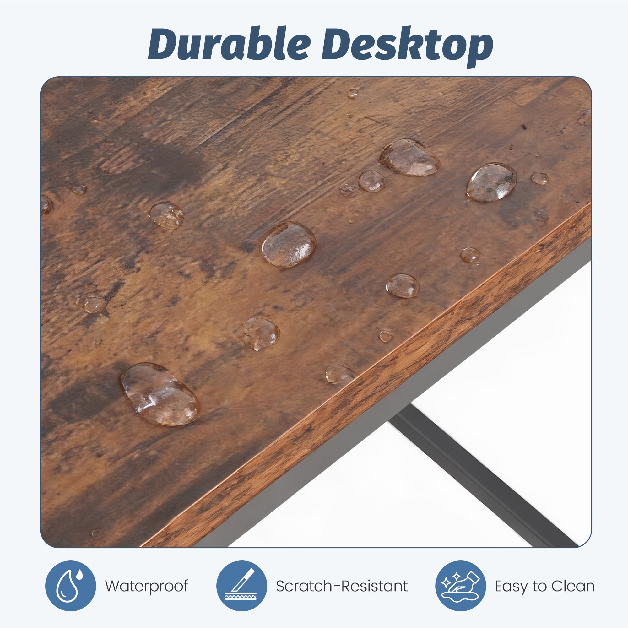 EDX L Shaped Computer Desk, 47 Inch Corner Desk Gaming Table Writing Study Workstation for Home Office, Rust