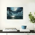 thumbnail image 2 of JRXY Framed Moon Over Ocean Canvas Wall Art Night Sky Full Moon White Cloud Canvas Prints Wall for Living Room Bedroom Bathroom Home Decor Ready to Hang 16x12inch, 2 of 6