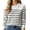 White, variant on Womens Striped Crew Neck Pullover Sweater Lined Long Sleeve Tunic Top Beige L