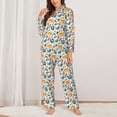 thumbnail image 2 of KLL Travel Elements Print Women's Long Sleeve Pajamas with Pants Sleepwear Loungewear 2 Set-Large, 2 of 7
