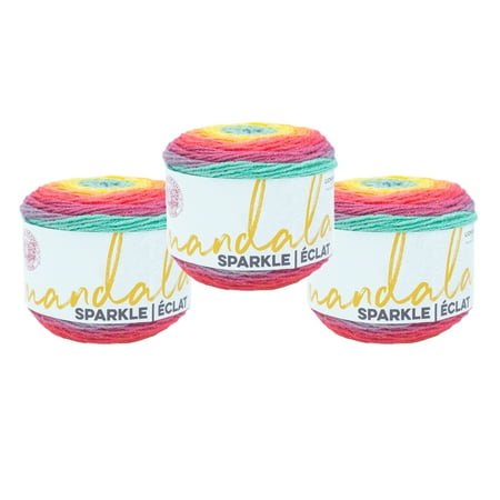 UPC: 0842093116882 | Lion Brand Yarn Mandala Sparkle Crux Metallic Self-Striping Light Acrylic Multi-Color Yarn 3 Pack