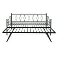 thumbnail image 4 of Full Size Metal Daybed with Pull-Down Bed,Heavy-Duty Steel Daybed Frame with Twin Size Adjustable Trundle Portable Folding Trundle,Extendable Daybed for Bedroom Living Room,No Box Spring Needed,Black, 4 of 7