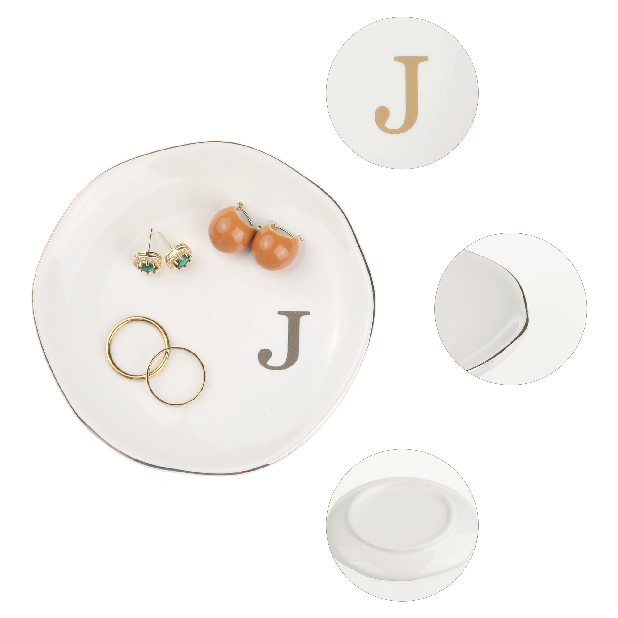 Unique Bargains Ceramic Jewelry Tray Decorative Trinket Dish Gifts Jewelry Boxes White-J
