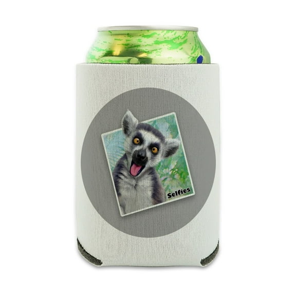 Lemur Selfie Picture Can Cooler - Drink Sleeve Hugger Collapsible Insulator - Beverage Insulated Holder