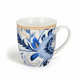 thumbnail image 4 of STP GOODS Melodie de Fleurs Porcelain Mug Set of 2 pcs 13.5 fl oz (400 ml) Floral Mugs Coffee and Tea Mugs for Latte Cocoa Chocolate, White and Blue, 4 of 7