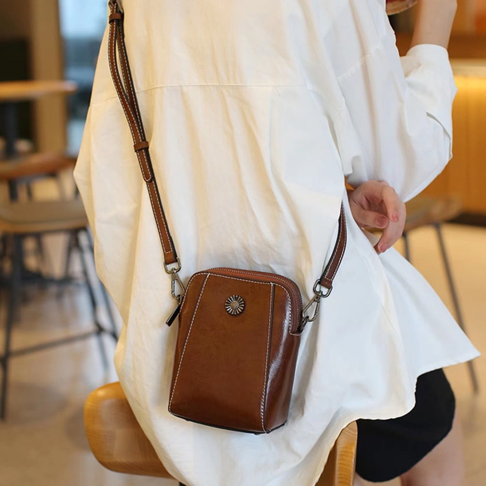 Sac à Main pour Cellulaire Bandoulière en Cuir Véritable Petits