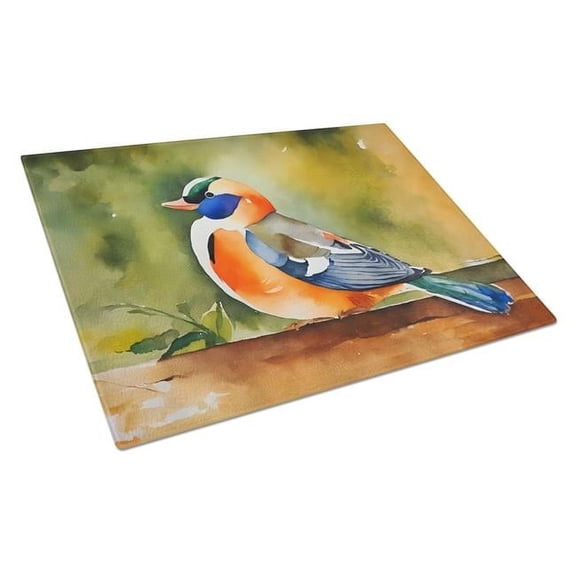 Mandarin Duck Glass Cutting Board 12 in x 15 in