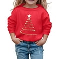 thumbnail image 1 of PMVFHDE Chandail de Noël pour Filles à Manches Longues, Col Rond, Chandail Douillet à Enfiler, Haut Doux et Décontracté, Imprimé Graphique Ludique pour les Fêtes, Vêtements pour Jeunes, Rouge, 5-6 Ans, 1 of 4