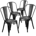 thumbnail image 2 of Flash Furniture Commercial Grade 4 Pack Distressed Black Metal Indoor-Outdoor Stackable Chair, 2 of 14