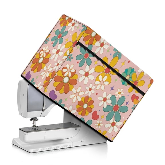 HELLHERO Sewing Machine Cover for Extra Accessories Easy to Clean Dustproof, Flowers Pattern