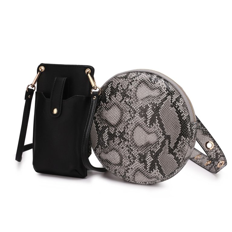 Snakeskin Embossed Dome Bag Black Fashionable Double Handle