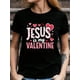 thumbnail image 1 of Women'S Religious Valentine'S Day T-Shirt - Jesus Is My Valentine Design, Sweet Pink Heart Print - PCamisetas para mujer, lindas camisetas con estampado gráfico, de manga corta, estilo casual, para ve, 1 of 7