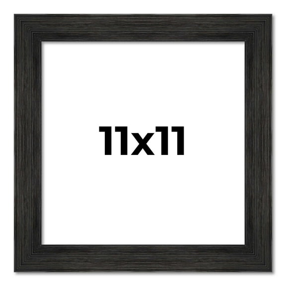11x11 Distressed Black Wood Picture Square Frame - Includes UV Acrylic, Foam Board Backing & Hanging Hardware