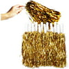 6 Pairs Gold Cheerleader Pom Poms for Sports Team Spirit Cheering Dance, Costume Dress Up Party Accessories