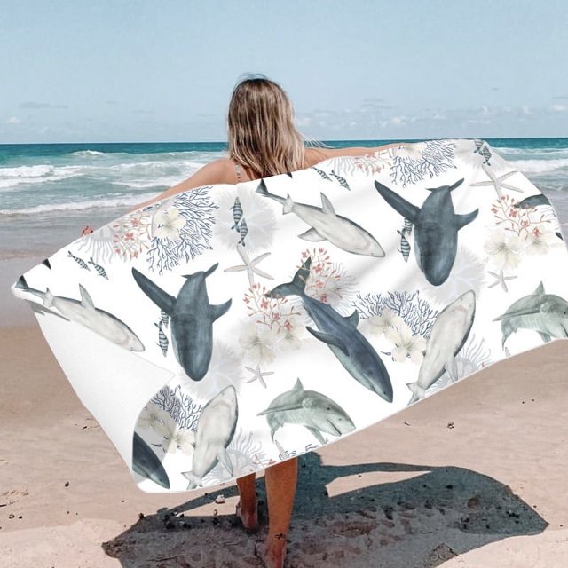 Double-sided velvet quick-drying beach towel printed microfiber beach swimming bath towel