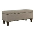 thumbnail image 2 of HomePop Large Storage Bench with Nailhead Trim, 42"W x 18"D x 18"H, Brown, 2 of 12