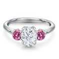 thumbnail image 3 of Gem Stone King 925 Sterling Silver Pink Moissanite Ring Set with Oval Moissanite (1.96 Cttw), 3 of 7