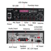 Sunbuck Bluetooth 5.0 Power Amplifier, Stereo Radio Amp, Music Player, 2 Mic in 1 for Car / Home Use, Black