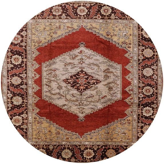 Ahgly Company Machine Washable Indoor Round Industrial Modern Light Copper Gold Area Rugs, 5' Round