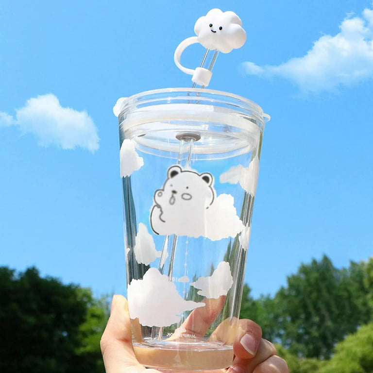6pcs Straw Covers for Reusable Straws, Bottle Shaped & White Cloud Straw  Cover Cute Straw Covers Cap BPA Free Dust-Proof Silicone Straw Tips for