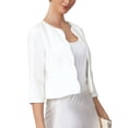 thumbnail image 4 of INSPIRE CHIC Blazers for Women's Open Front 3/4 Sleeve Crew Neck Work Office Suit Jackets Blazer XL White, 4 of 6