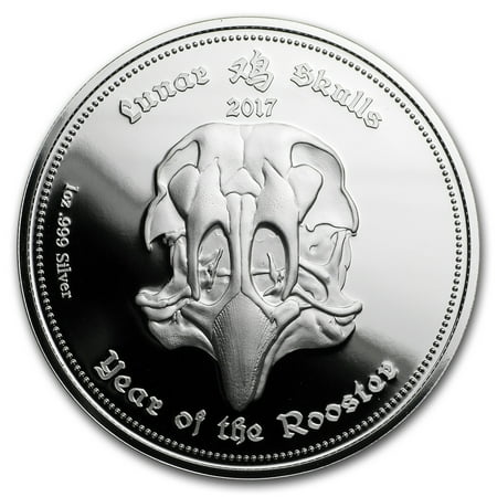 2017 Gabon 1 oz Silver Proof Lunar Skull Year of the Rooster