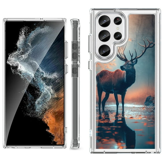 Shockproof Bumper Phone Case for Samsung Galaxy S23 Ultra 5G, by OneToughShield ® - Deer Autumn