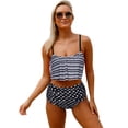 thumbnail image 1 of Ropa de talla grande Conjunto de bikini de talle alto para mujer Trajes de baño de bikini de cuello alto de dos piezas para mujer Trajes de baño modestos, Stripe-M Sincero Ropa, 1 of 6