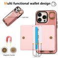 thumbnail image 3 of for iPhone 11 Pro Wallet Case with Card Slots, Hand Wrist Strap Rotate Ring Design, Finger Grip Ring PU Leather Magnetic Button Shockproof Purse Phone Cover for iPhone 11 Pro, Pink, 3 of 7