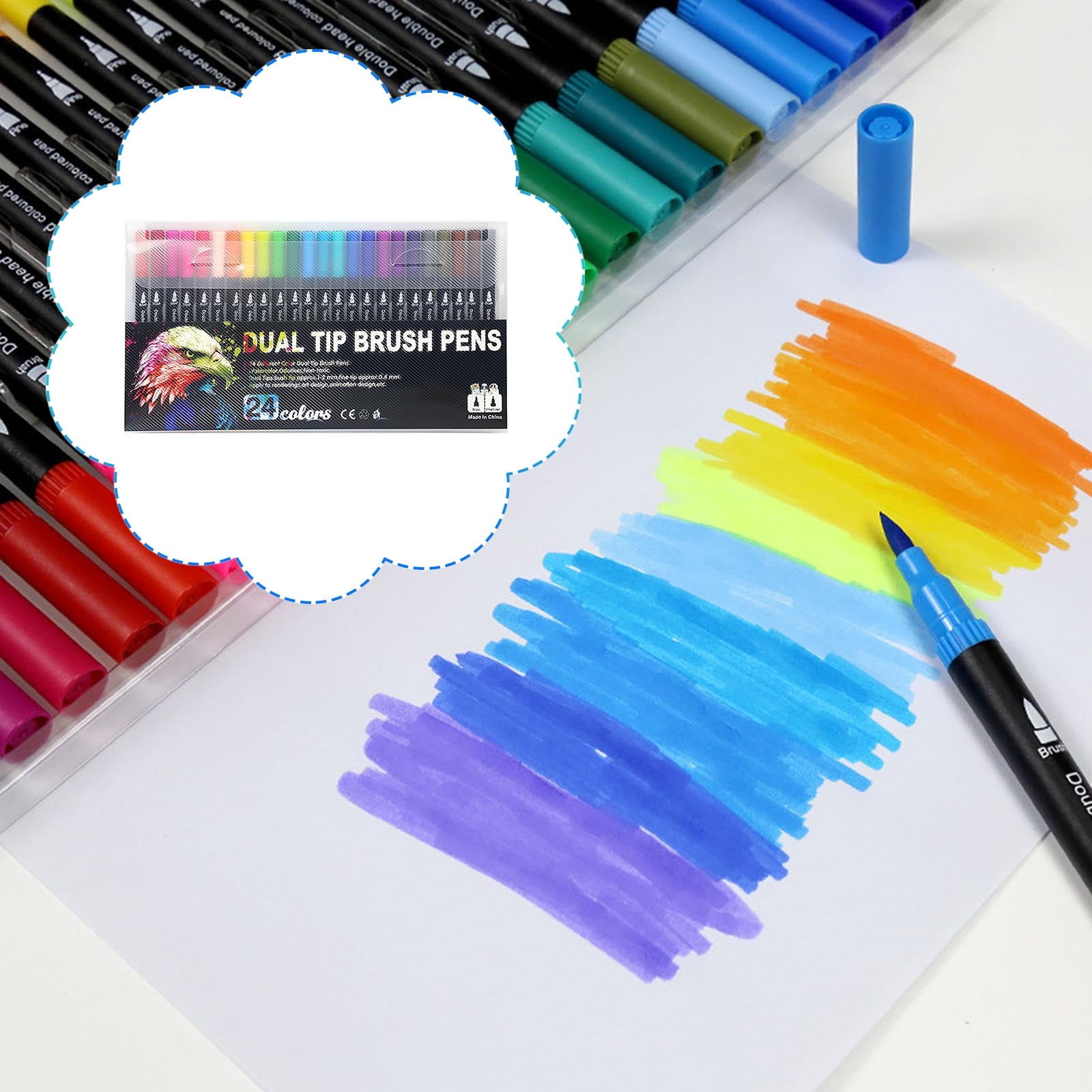 Qholemyo 3ml 24 Colors Double Line Highlighter Pens Art Supplies Color Pens For Hand Account Diy Hand Painted Crafts
