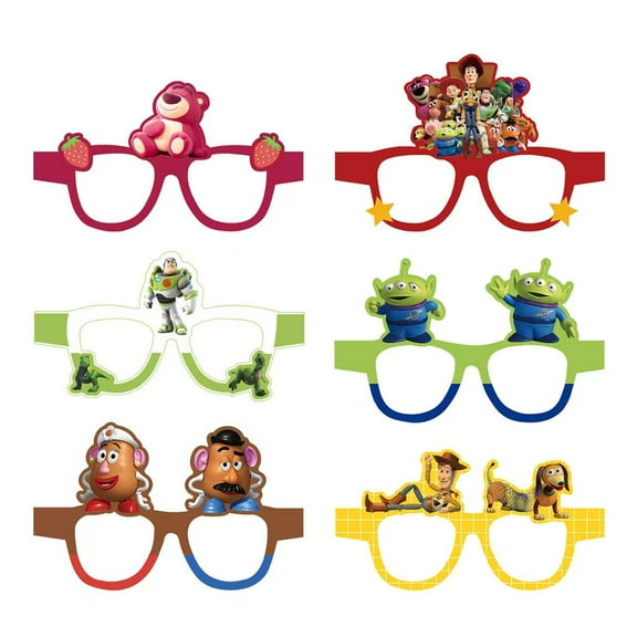 12PCS Toy Story Themed Party Glasses Supplies Decoration, Fun Kids Party Favors，Dress Up Masks Photo Booth Prop，Cartoon Character Cosplay Decor