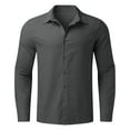 thumbnail image 4 of Tagold Mens Button Down Shirts Casual Long Sleeve Button-Up Dress Shirts Mens Breathable Quickly-Dry Cotton Shirts Sale Dark Gray XXL, 4 of 5