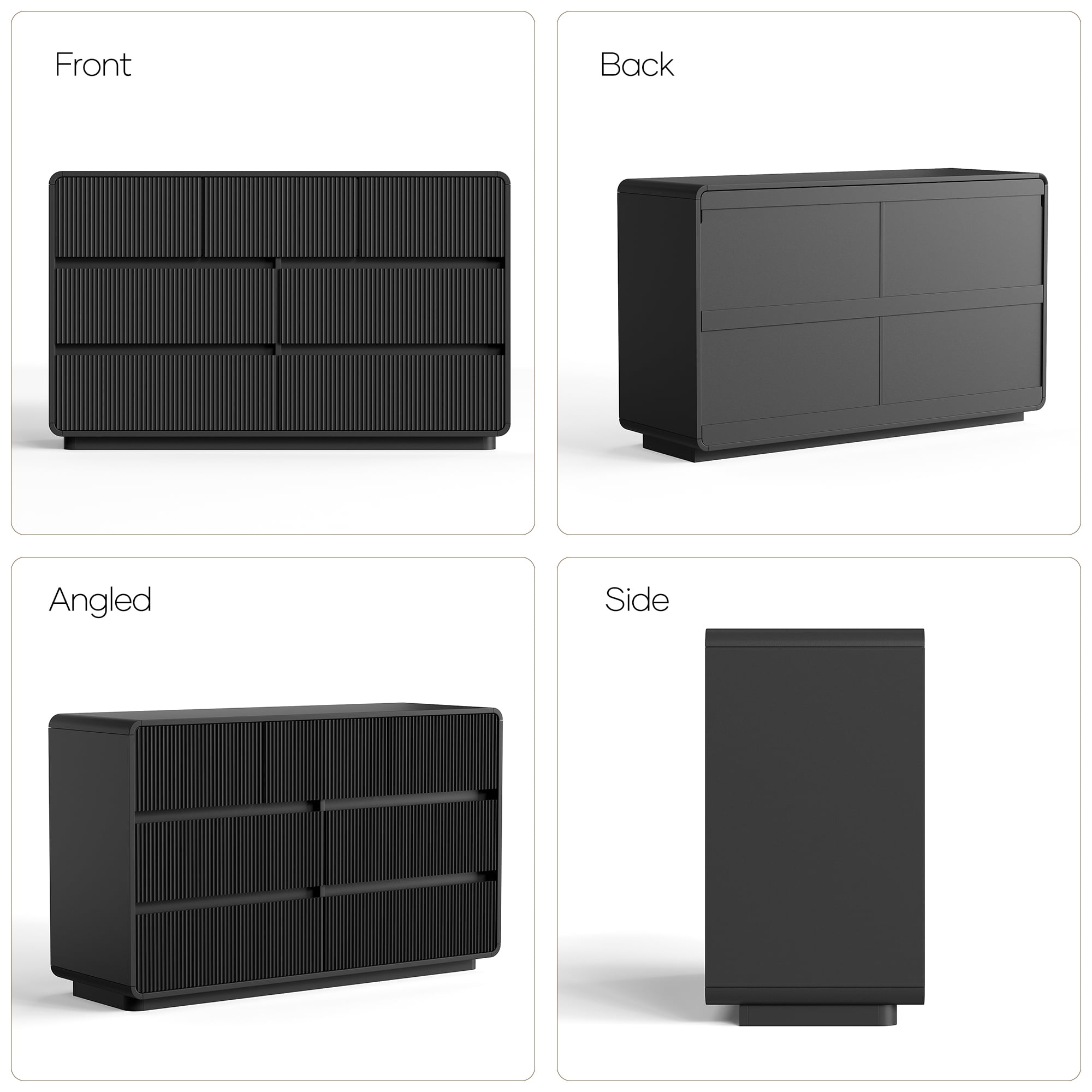 MARNUR 7 Drawer Dresser for Bedroom, Wooden Chest of Drawers for Closet, with Wide Top, Smooth Glides, for Living Room, Hallway, Kids Room, Black